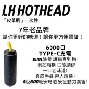 LH HOTHEAD皮革瓶一次性拋棄式電子煙可充電6000口